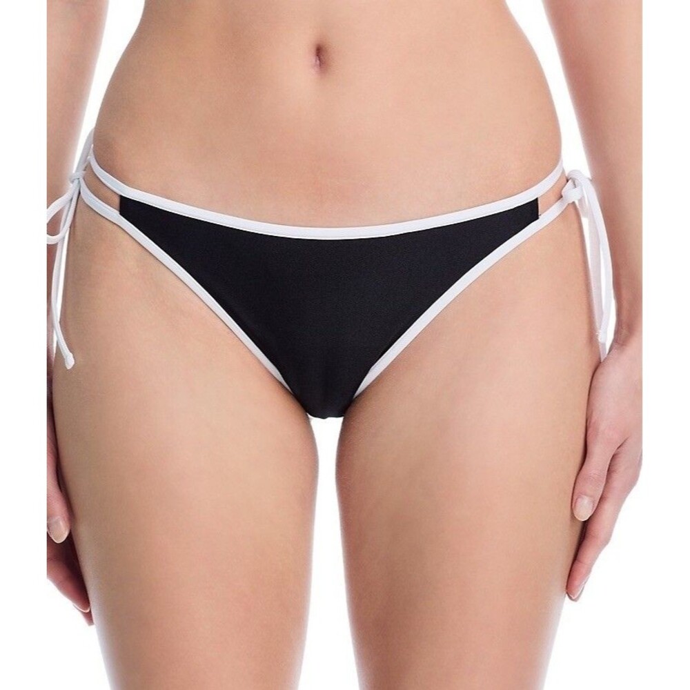 Aqua Swim Tie-Side String Bikini Bottoms Black  Size Small NWT MSRP $48